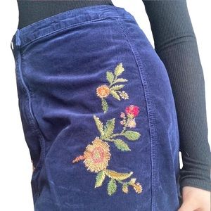 Navy Blue Floral Embroidered Mossimo Mini skirt